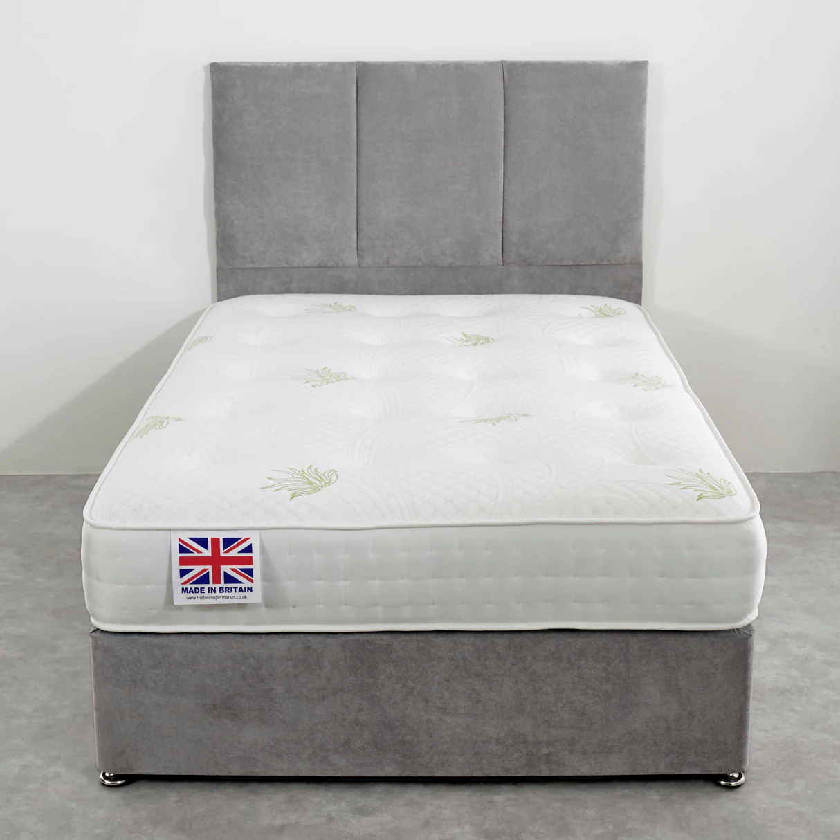 Rochester Aloe Vera Divan Bed Set UK - Detail view of premium divan from CESS Furniture UK